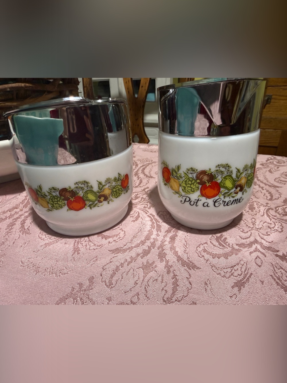 Vintage Gemco spice of life milk glass creamer and sugar